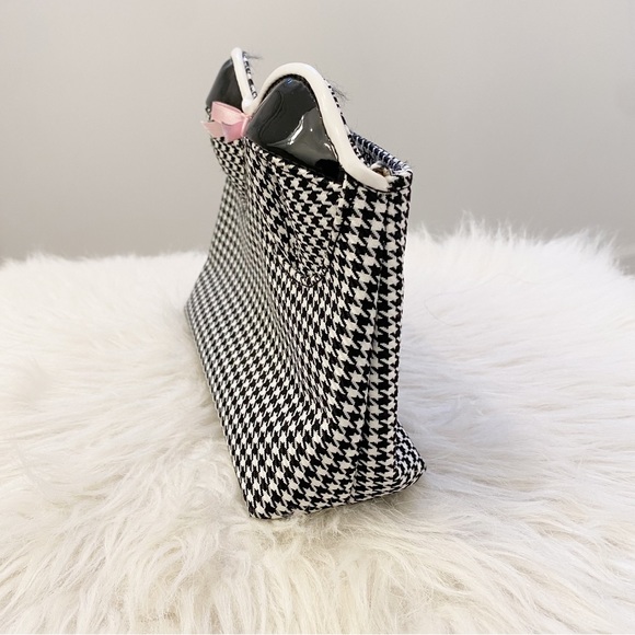 Frankie & Johnnie Make-up Cosmetic Houndstooth Bra Zipper Bag - Picture 7 of 7